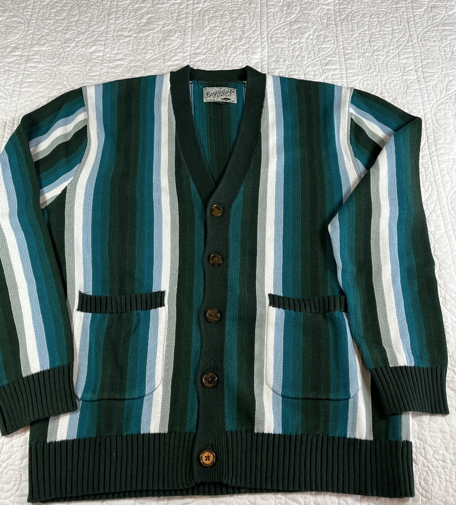 Bogey Boys Blue Striped Cardigan Sweater-XL
